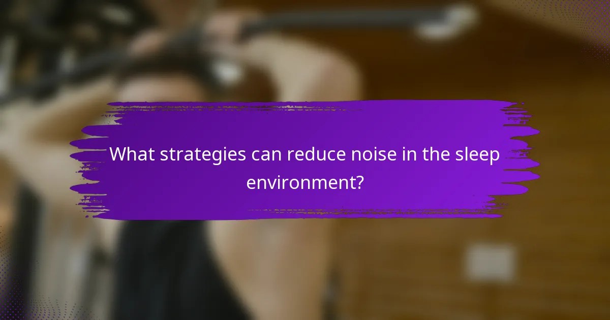 What strategies can reduce noise in the sleep environment?